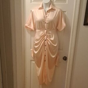 Elegant Peach Button-Down Dress